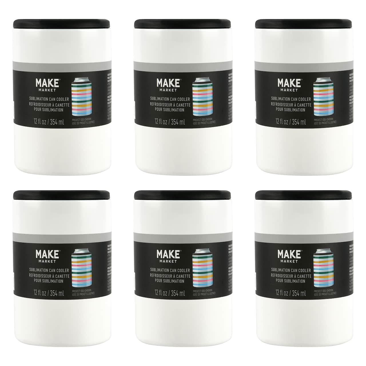 6 Pack: 12oz. Stainless Steel Sublimation Can Cooler by Make Market®